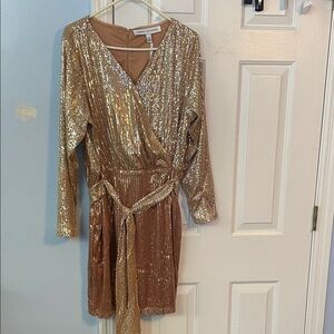 Gold Sequin Wrap Dress